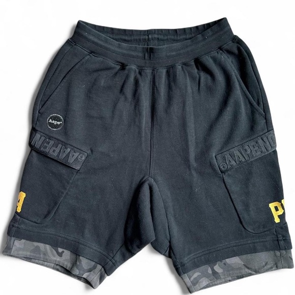 Aape by A Bathing Ape Black Cargo Shorts - Picture 1 of 8